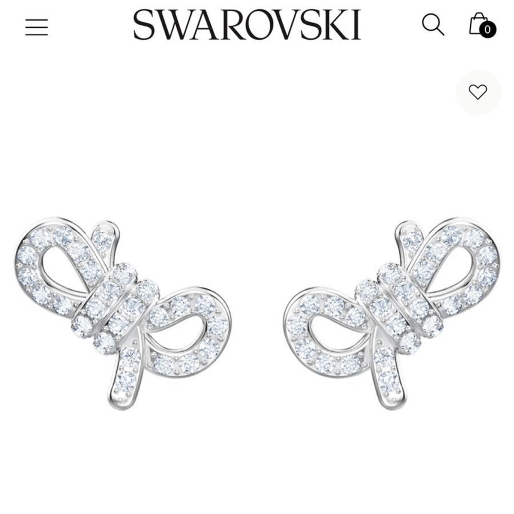 - Swarovski lifelong rhodium plated mini bow earrings